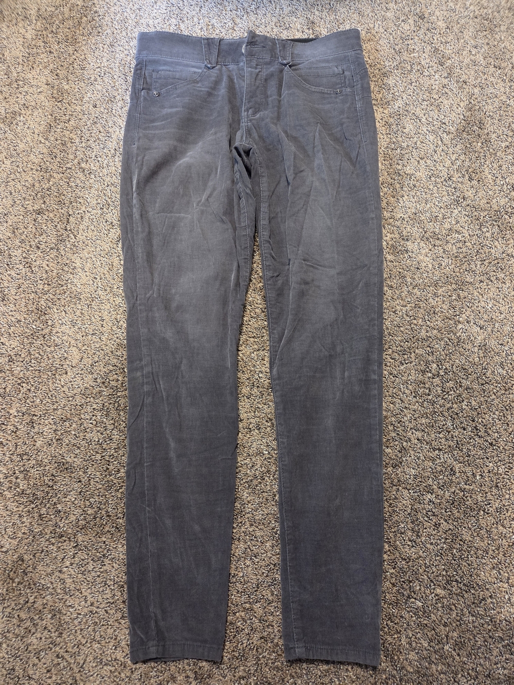 Democracy Sz 8 Absoluation Dark Gray Fine Corduroy Mid-Rise Skinny Jeans